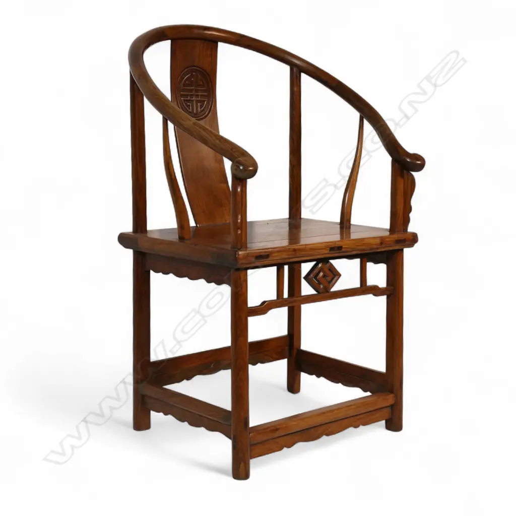 A Chinese 19thC Qing dynasty horseback armchair, Image 1++